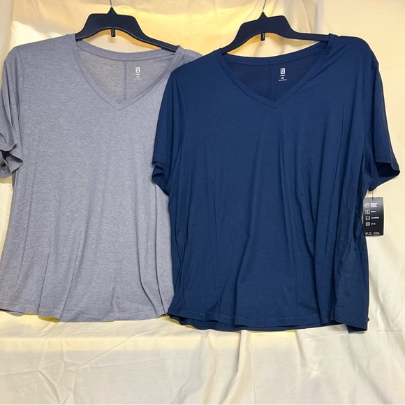 Ideology Tops - Two V-neck t-shirts women 2xlg Blue & gray Ideology
